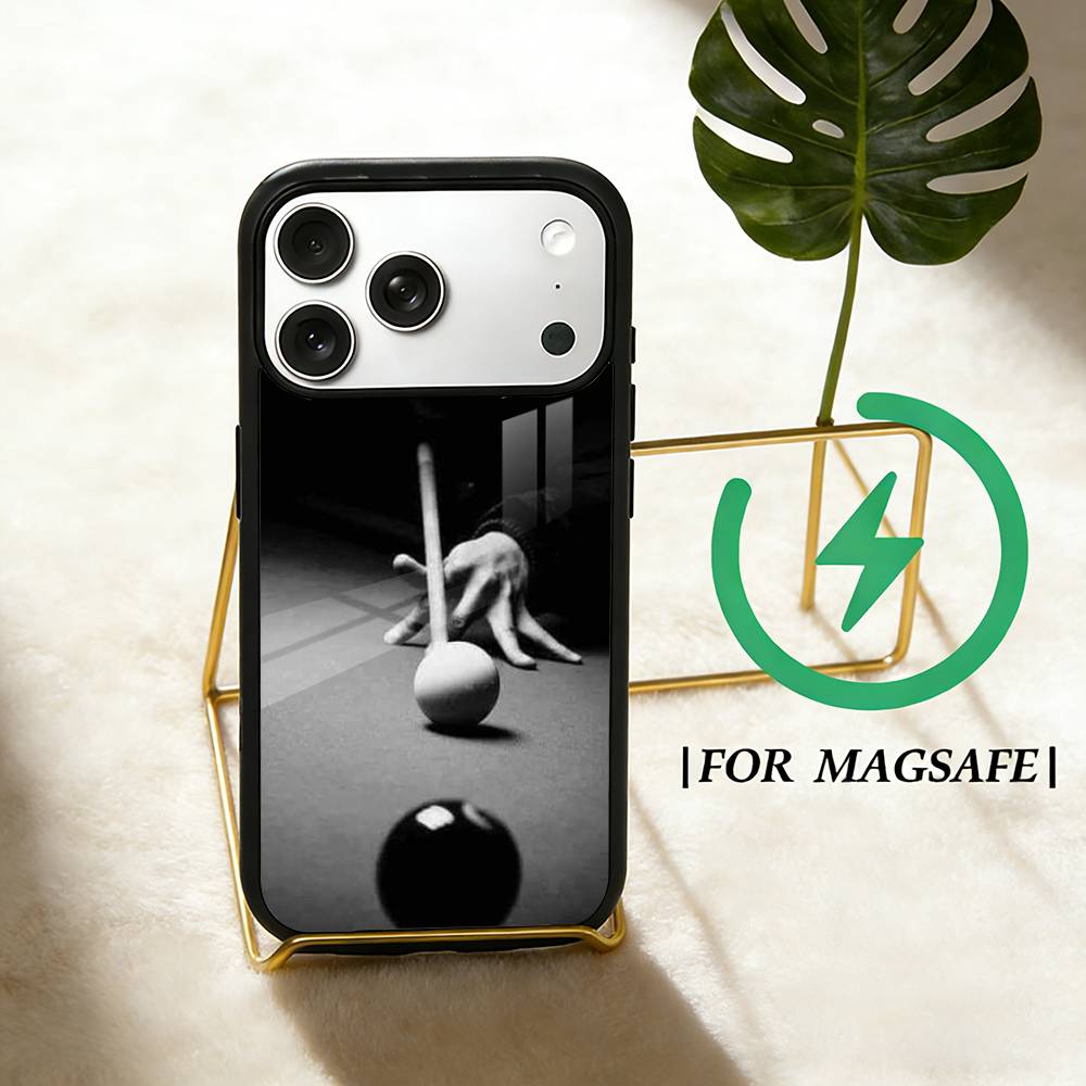 

Billiards Snooker Phone Case For iPhone 17 16 15 14 13 12 Pro Max Plus for Magsafe Mirror Wireless Magnetic Cover iPhone15Plus