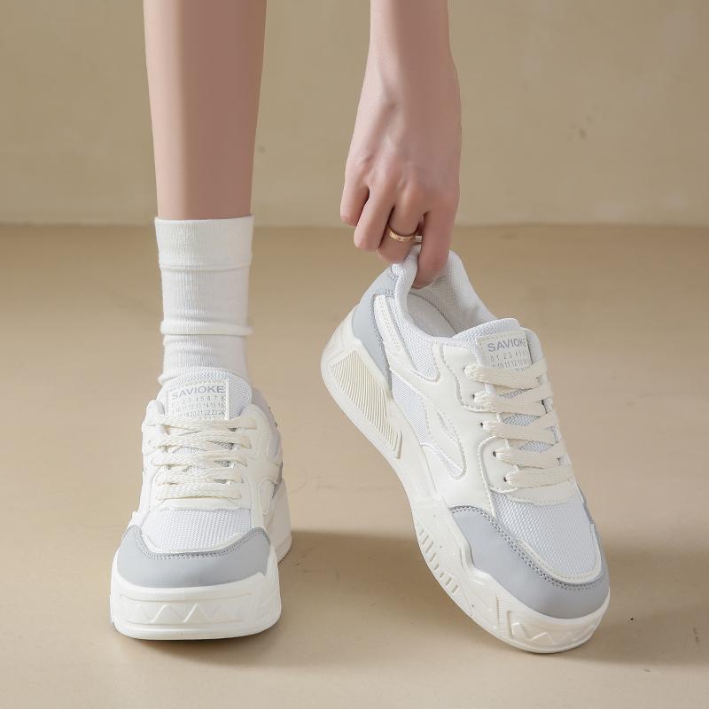 Fashion CRLAYDK Summer Women's Platform Sneakers Skateboard Walking Casual Shoes Ladies Breathable White Lace Up Sports Shopping Tennis