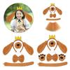 Hundeohren Stirnband Hundehaar Reif Set Plüsch Schwanz Fliege Hundenase Braun Netzrock Tier Verkleidungsset