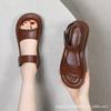 Sandales plates décontractées pour femmes été style rétro polyvalentes semelle souple sandales respirantes