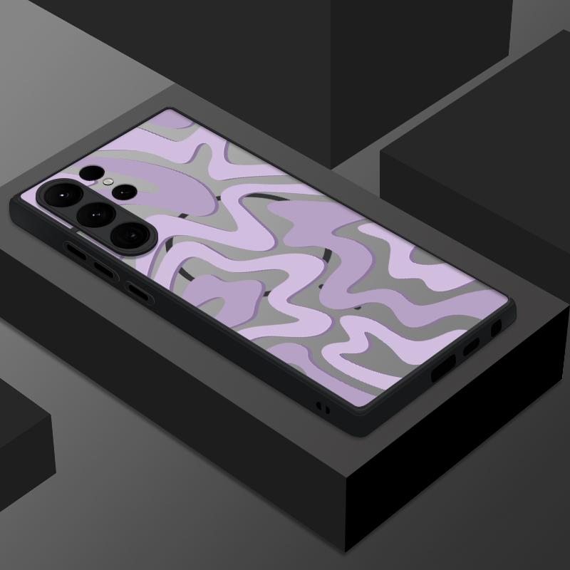 Magnetic Stripes Pattern Case For Samsung Galaxy S25 S24 Ultra S23 S21 S24 S20 FE S22 Plus For Magsafe Matte Hard PC Phone Cover