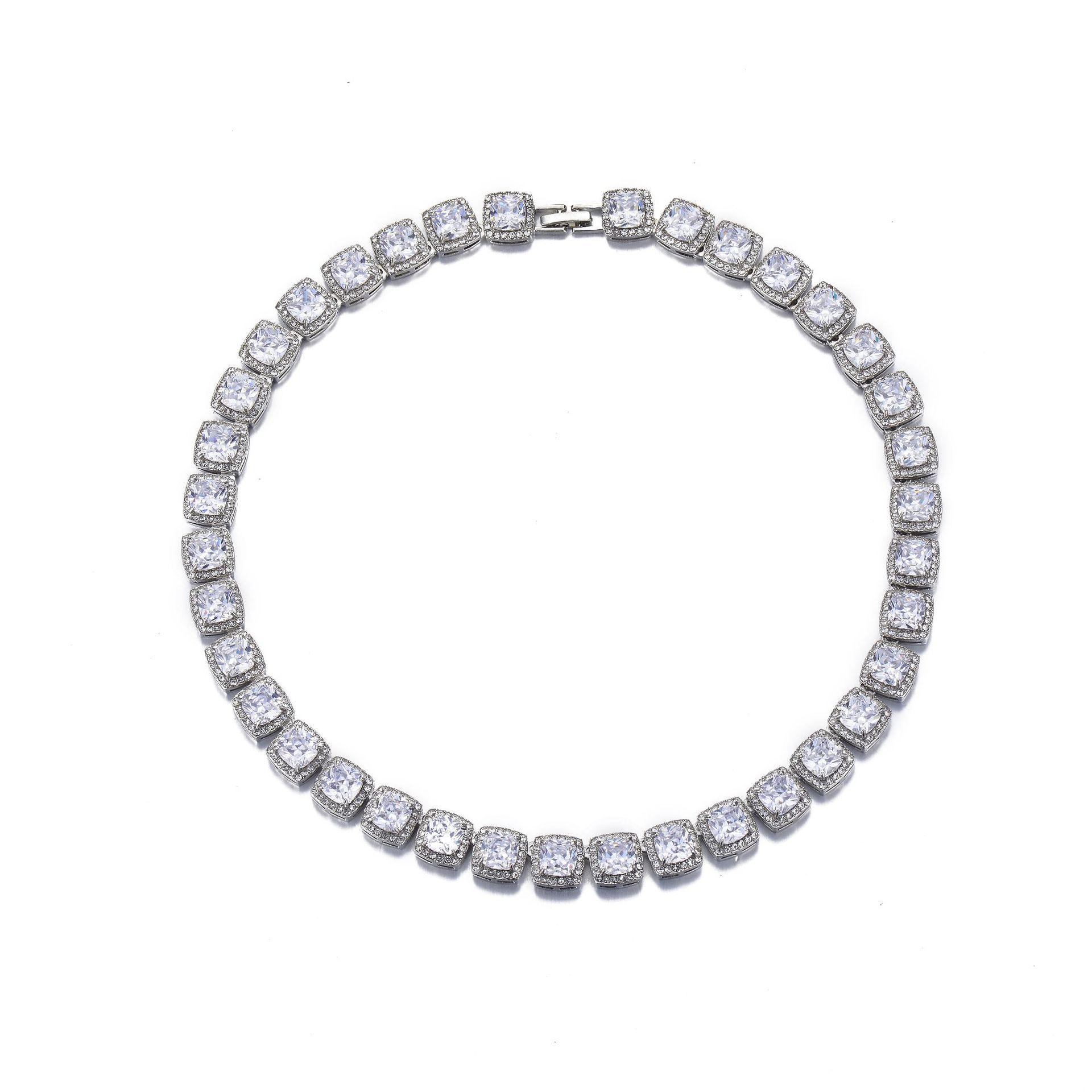 European & American Zircon Rock Sugar Hip Hop Necklace & 10mm Men s Bracelet