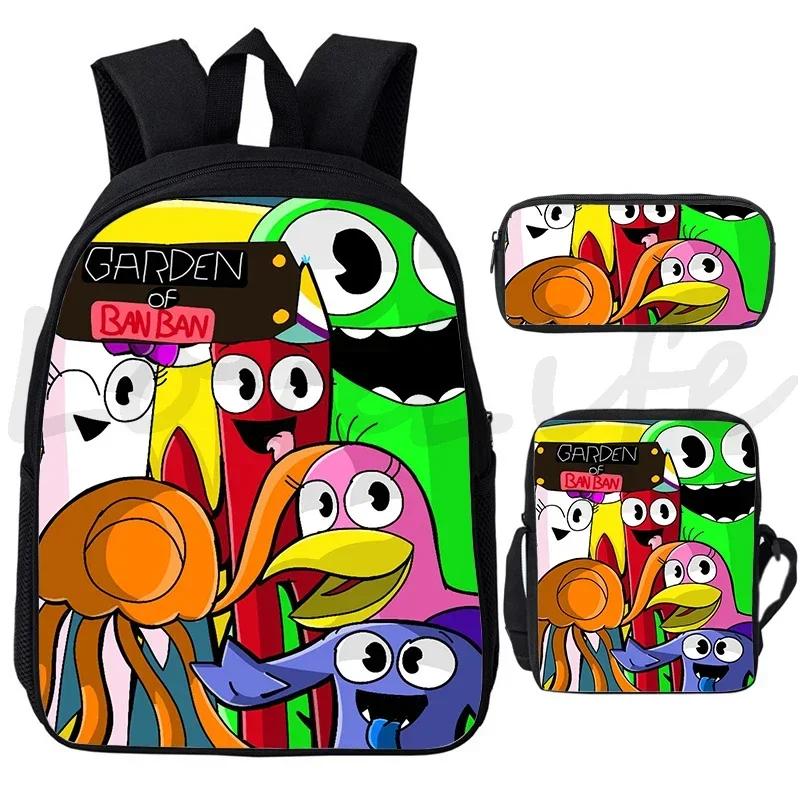 3Pcs/set Garten Of BanBan Backpack Anime Game School Bags Boys Girls Bookbag Cartoon Large Capacity Children Schoolbag Mochila