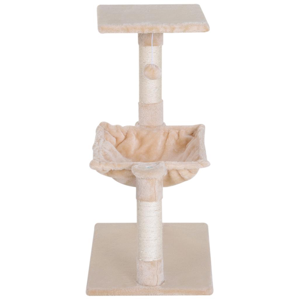 Cat Scratch Post with Bed Cat Tree for Indoor Cats Sisal Scratching Posts Hammock Kitty Activity Centre Beige