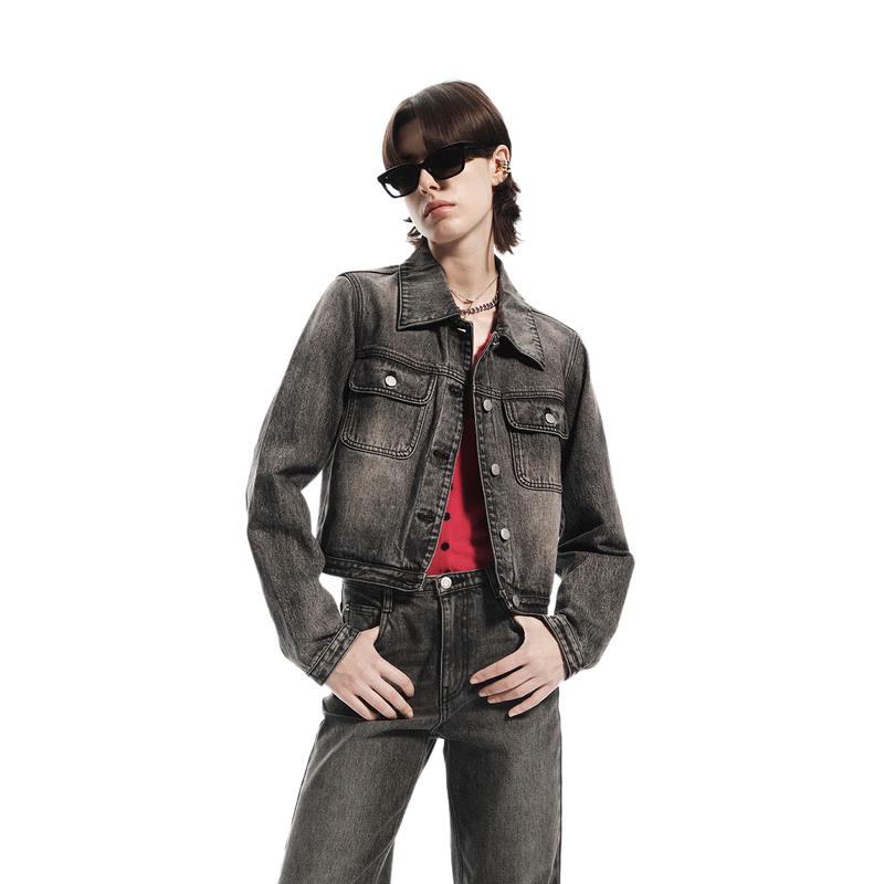 

MO&Co. Женская укороченная джинсовая куртка из выстиранного хлопка L (170)