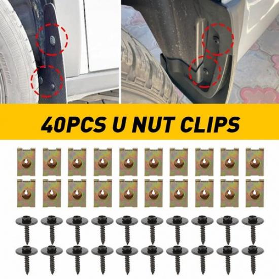 40Pc Engine Splash Shield Guard Bumper Hardware Body Bolt U-Nut Screw Clip Rivet