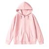Womens Oversized Long Sleeve Hooded Zip-Up Top Loose Fit Mid-Length Casual T-Shirt In Milk Silk Fabric