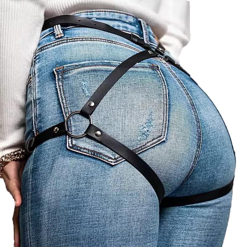 

Women Fashion Belt Street Style for Women Cool Punk Rock Pu Leather Belt With Leg Jeans Decorative Belt Goth Clothing Accessorie
