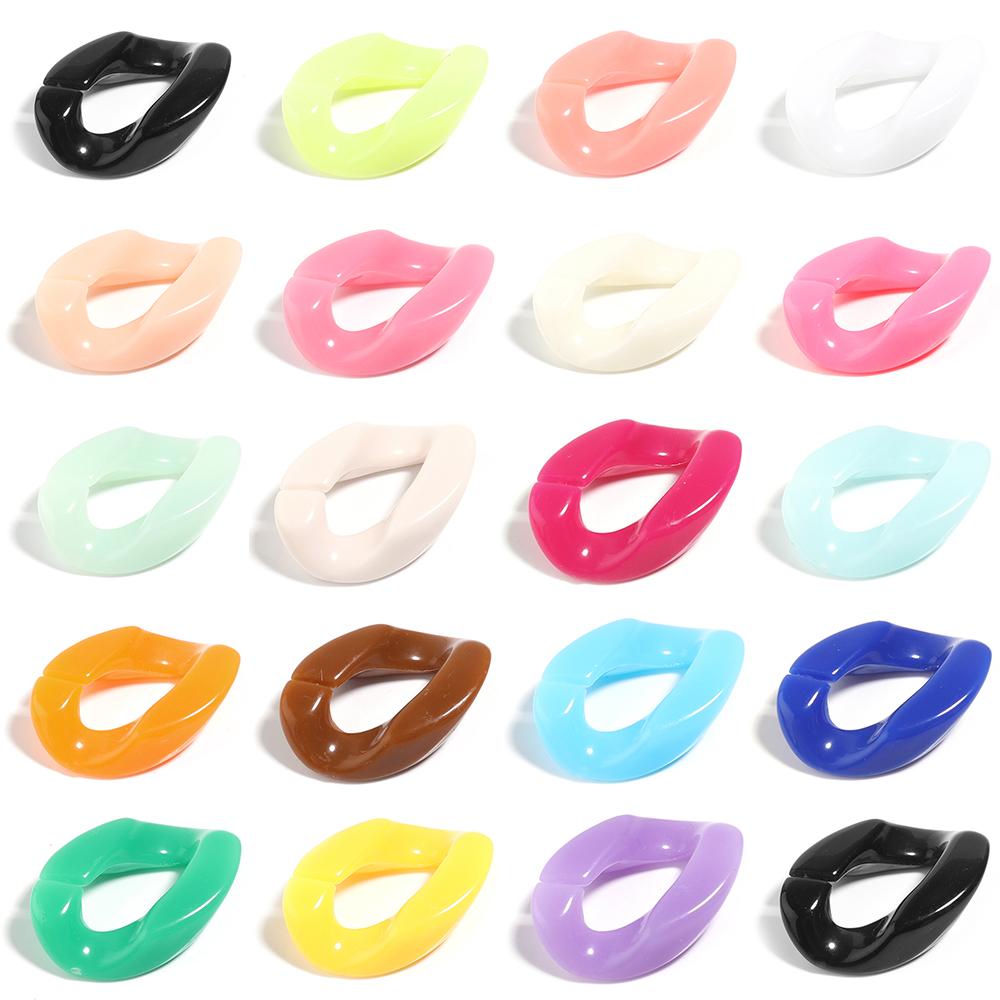 50pcs/Lot Colorful Acrylic Link Chain Buckle Beads For Necklace Bag Chains Connector Clasps DIY Necklace Clothing Jewelry Making