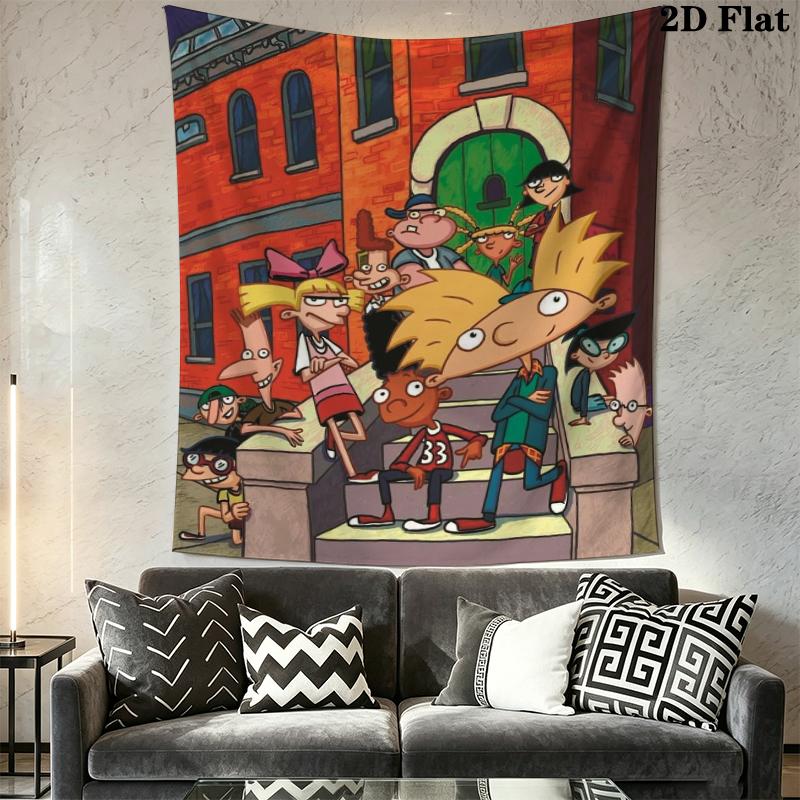 Hey Arnold Wall Tapestry Aesthetic Wall Hanging Printed Fabric Blanket Decorative Tapestries for Bedroom Living Room Home Decor