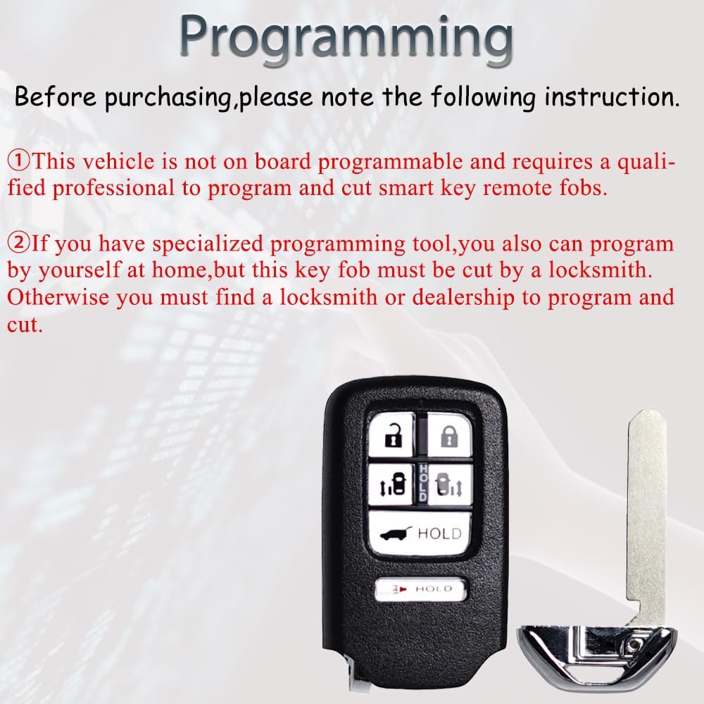 Key Fob Keyless Entry Fits for 2014 2015 2016 2017 Honda Odyssey EXL Touring Remote Control Proximity Smart Key Replacement KR5V1X 72147-TK8-A61 6