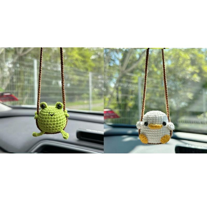 Handmade Mini Knitting Ornament Crochet Car Interior Hanging Decor Creative Diy Swing Animal Duck Handmade Weaving Birthday Gift