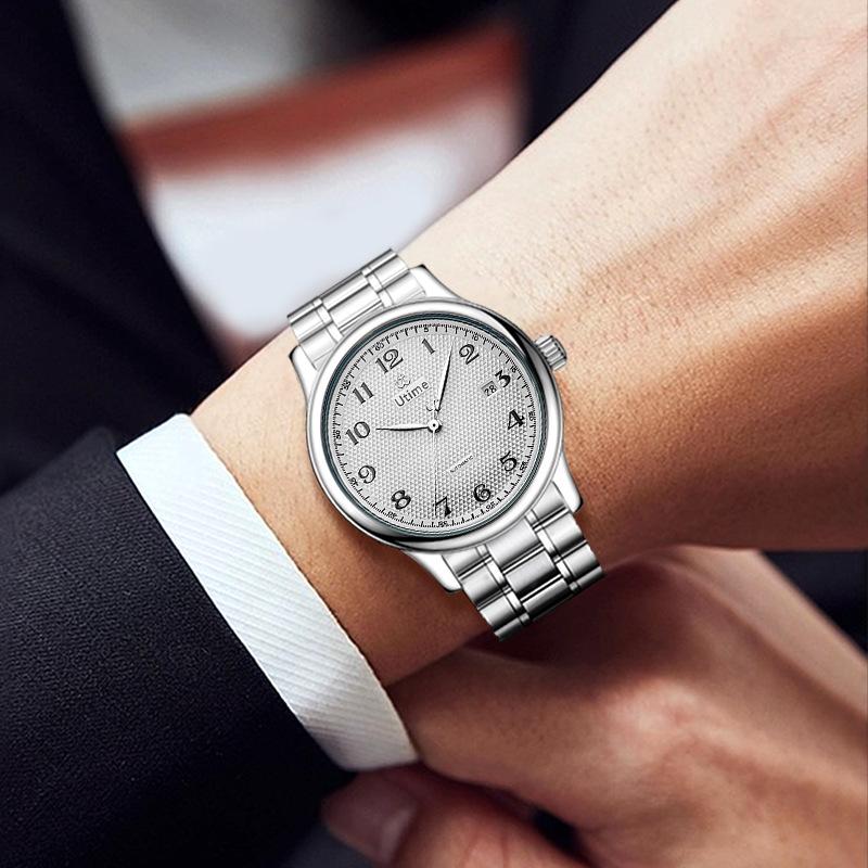 Utime Mechanical Watch Men'S Automatic Watch Business High-End Men'S Watch Steel Belt Through The Bottom Watch Men