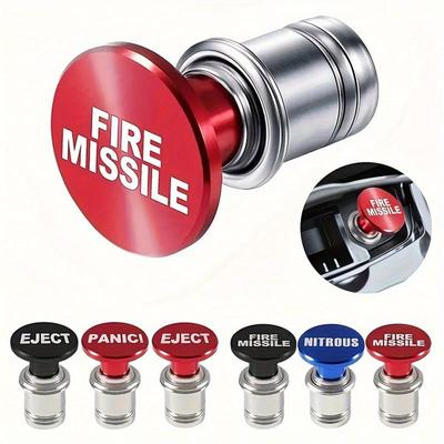 1pc Fire Missiles Button Car Cigarette Lighter, 12 Volt Car Cigarette Lighter Replacement, Car Interior Decoration, Fits Most Vehicles
