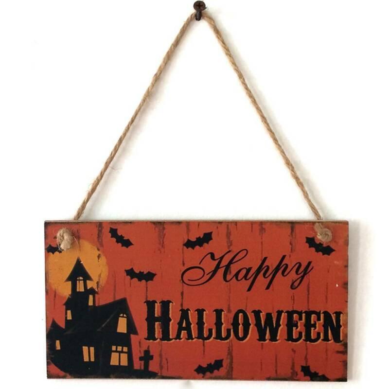 Wooden 10*20cm Halloween Hanging Board Decor Festival  Indoor and Outdoor Perfect Decoration Event Party Supplies