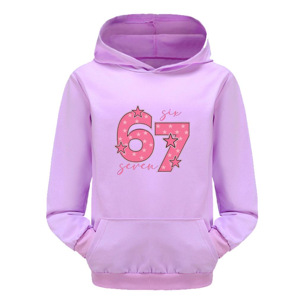 5291 Kids Boys Girls Steal a Brainrot 67 Printed Multi-color Long Sleeves Hoodies