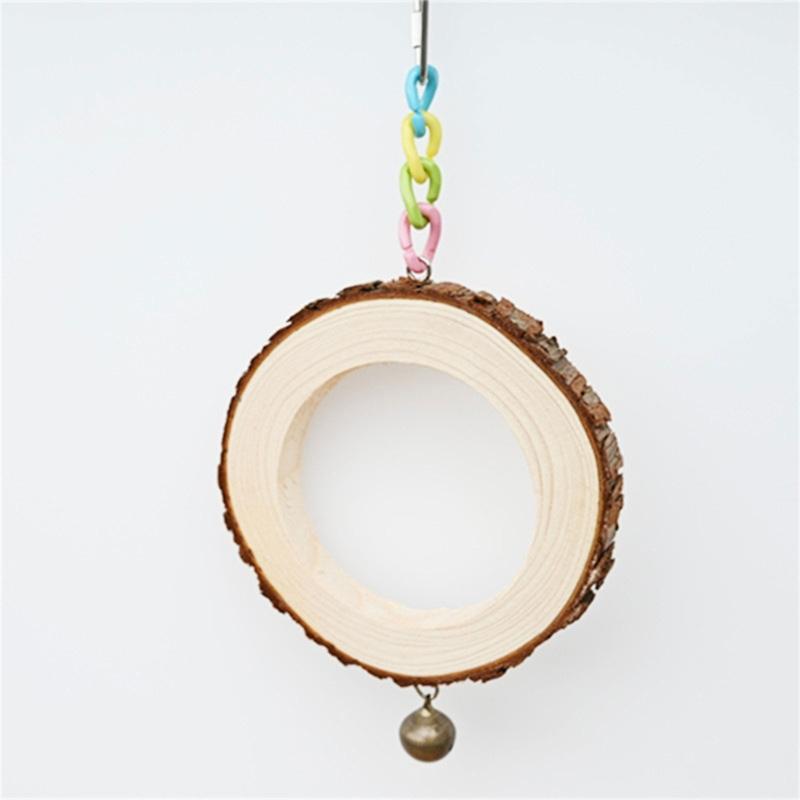 Parrots Toy Hammock Swing Toy Swing Standing Training Supplies Toy Wood Hammock with Colorful Link Toy