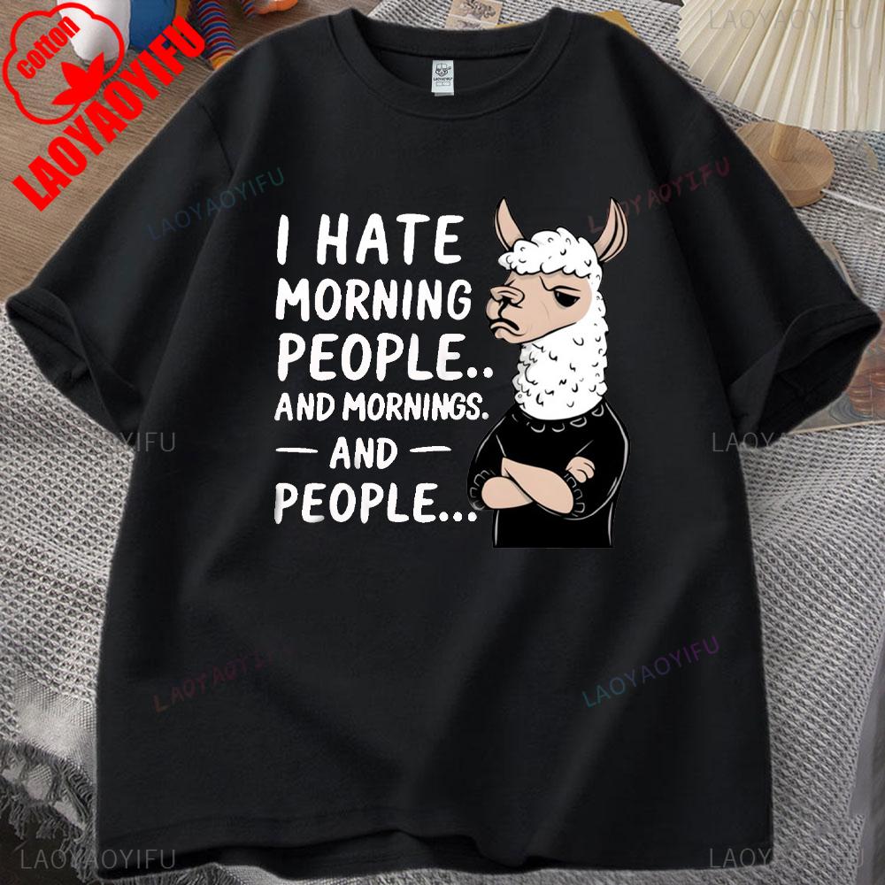 ZX Tee Vintage I Hate Mornings Premium T-Shirt Retro Cartoon T-Shirt Vintage 90s Tee Comfortable Personality for Outdoor Enthusiasts