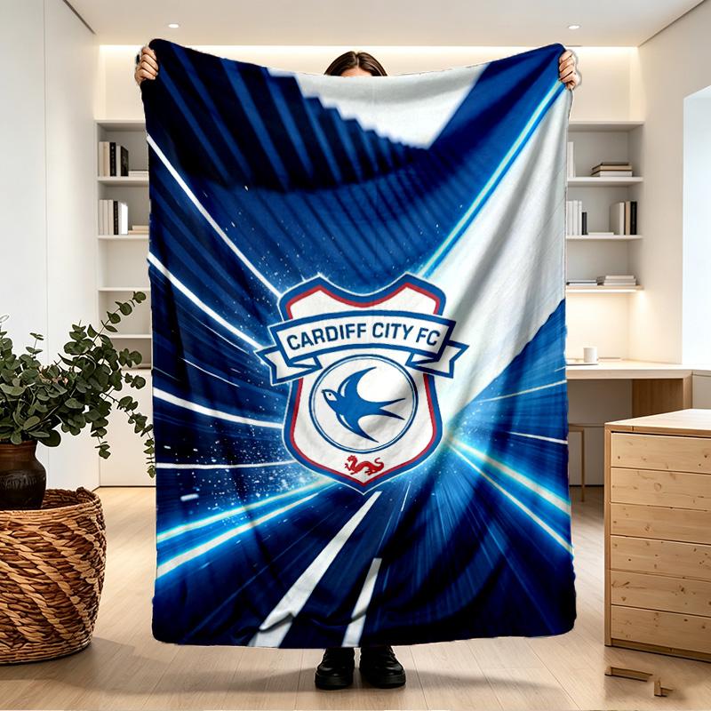 Cardiff City FC Spausdintas pledas - Minkštas ir patogus, miegamajam, kelionėms, sofai, namų dekoravimui - Gimtadienio Kalėdų dovana draugui