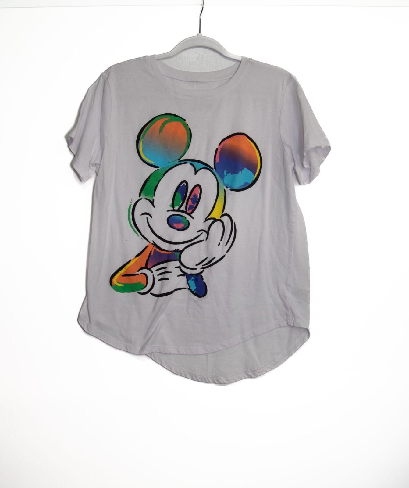 Disney Mickey Mouse White XL T-Shirt With Rainbow Watercolor Design Short Sleeve XXL