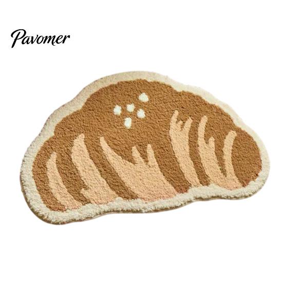 Cute Entrance Door Mat Croissant Bath Mat, Non-slip Absorbent Soft Bathroom Rug, Decorative Cheese Monstera Fluffy Imitation Cashmere Rug Leaf Machine