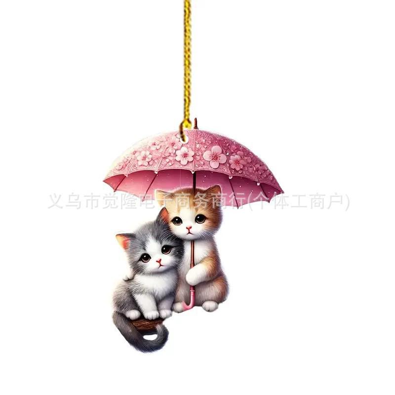 High-Value 2D Acrylic Cat Couple Keyring & Car Pendant