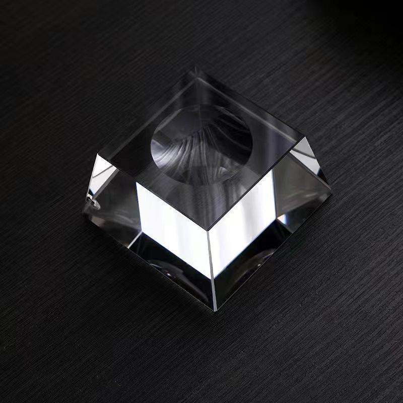 Trapezoidal Crystal Glass Trophy - Transparent Square with Carved Accessories 6x6