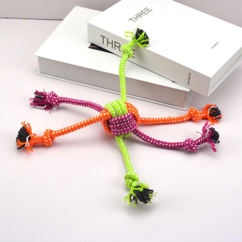 Interactive Knot Dog Toy Durable Bite-Resistant Dog Rope Toys Grinding Teeth Cleaning Toy Puppy Knot Dog Chewing Toy