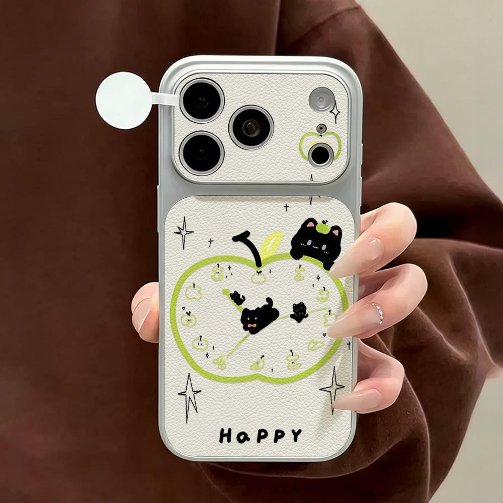 Leather Texture Luxury Phone Case For iPhone 17 Pro Max 16 13 14 15 Pro Max 12 11 Cute Cartoon Puppy Soft Silicone Lanyard Cover