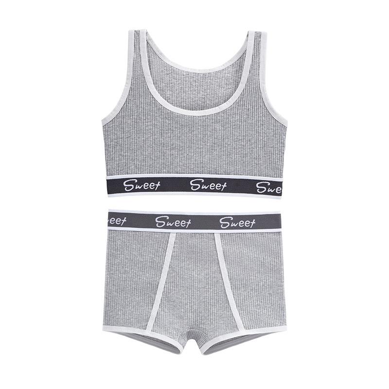 

Дышащий однотонный спортивный бюстгальтер и трусики, комплект нижнего белья с бюстгальтером и трусиками Push Up, женское нижнее белье M серый