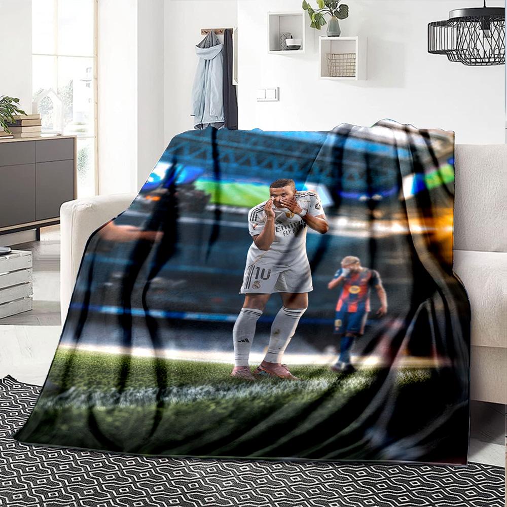 Star Player Kylian Mbappé Blanket Comfortable Great for Bedding Livingroom Picnics Four Seasons Universal Stylish Decor