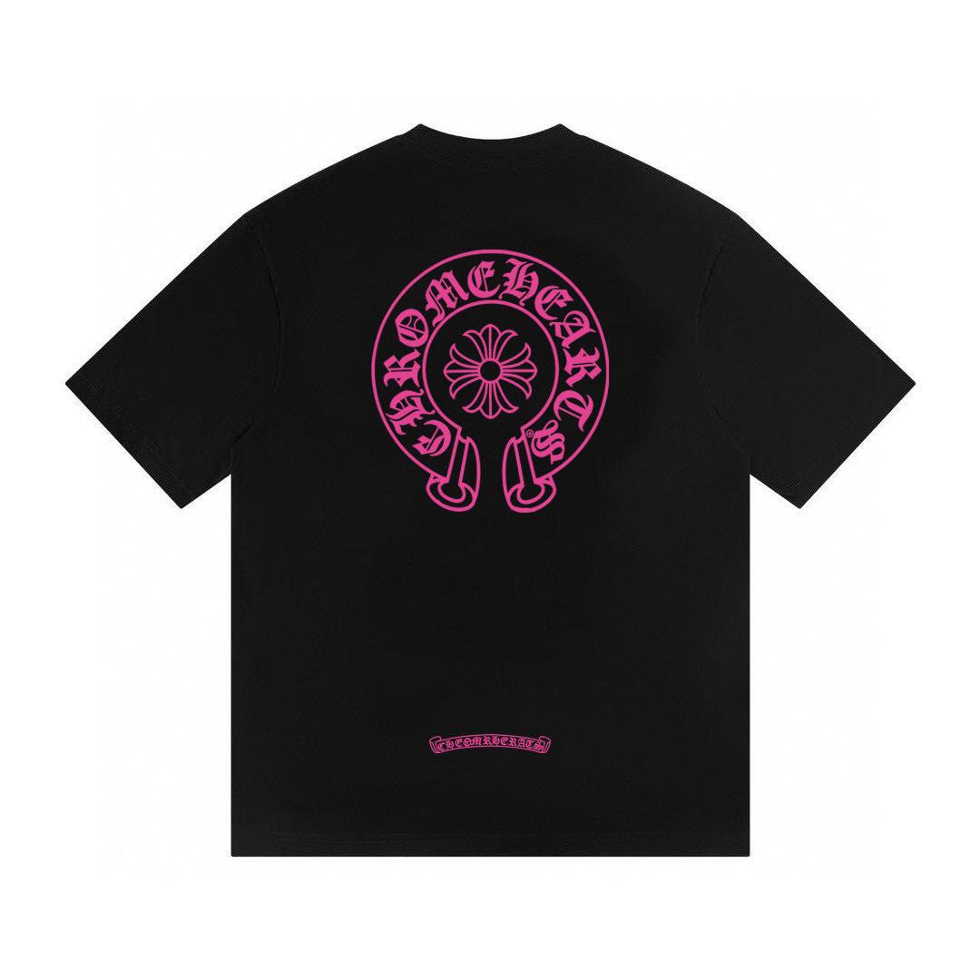 Chrome Hearts T06  Zomer Nieuw Hoge Kwaliteit Katoen Ronde Hals Los Groot Maat Heren en Dames T-shirt Koppel T-shirt S zwart