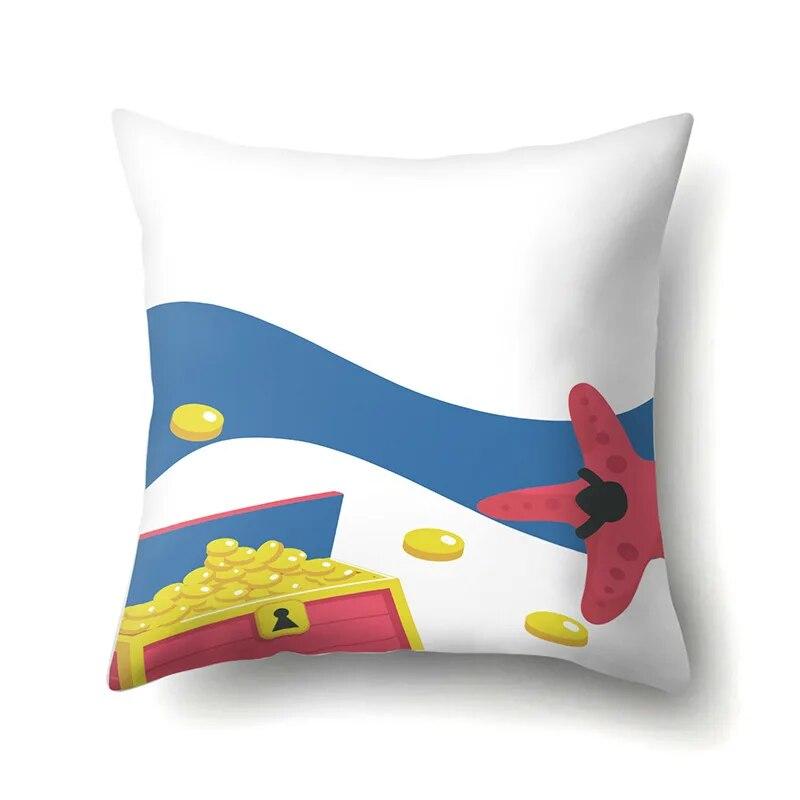 Ocean Pillowcase Car Lumbar Pillow  Cushion Sofa  Toon Pattern