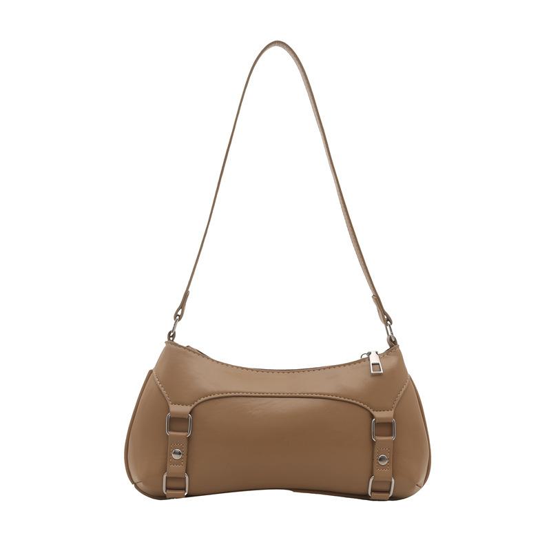 Solid color simple baguette bag women's 2025 new trendy fashion niche design shoulder bag versatile casual underarm bag