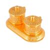 Golden Metal Kumkum Holder/Kumkum Box for Gifting,Pooja, Thali, Mandir, Home, Temple, Gifting Golden Kumkum Box with Laxmi Maa (Round Kumkum)