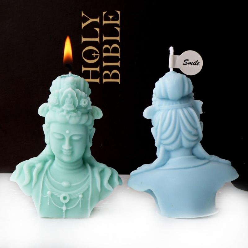 3D Buddhas Silicone Candle Mould for Handmade Soap Gypsum Resin Aromatherapy Candle Mold Desktop Decors for Any Occasion