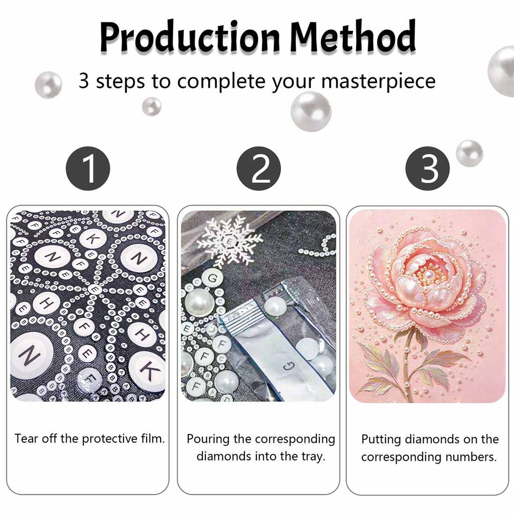 Pearl painting kit DIY pink peony flower home decoration painting