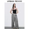 UR Women's Contrast Plaid Drawstring Wide-Leg Pants
