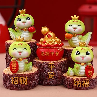 Chinese Spring Festival Ornament Cartoon Snake Statue Figurine Ornament Merry Christmas Decoration 2025 New Year Home Decoration