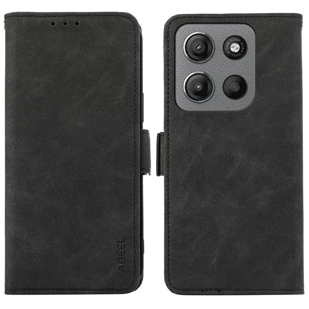 ABEEL For Motorola Moto G15 4G/G05 4G Case PU Leather Folio Stand View RFID Blocking Phone Cover