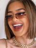 Stylish Latest Rectangle Sun Glasses For Ladies For Gents No Frame Small Sun Glasses Female Male Gafas De Sol Eye Glasses Glasses Shades UV400