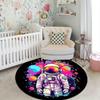 Round Astronaut Space Rug Sci Fi Decor Living Room Bedroom Soft Flannel Carpet Unique Design Floor Mat Home Decoration