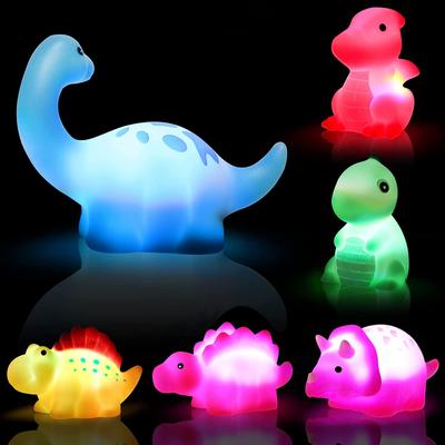 1/6 Stück Dinosaurier Baby Badespielzeug Aufleuchtendes Schwimmendes Badespielzeug Set Für Jungen Mädchen Kinder Vorschule Badewanne Badezimmer Spielzeug