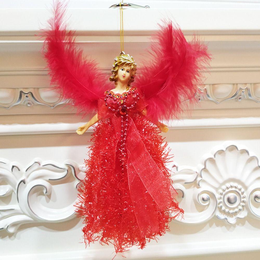 Feather Angel Doll Christmas Hanging Pendant 19*12cm Drop Ornament Gift Xmas Tree Decorations
