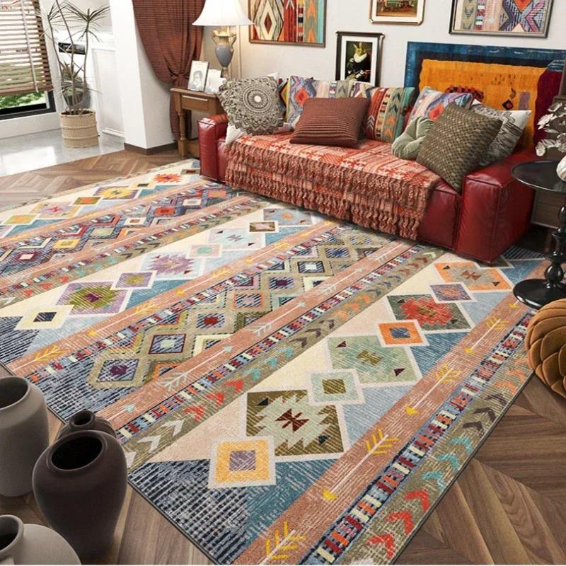 

VIKAMA Carpet for Living Room Retro Bohemian Floral Abstract Large Area Rug Home Decoration Pastoral Ethnic Style Bedroom Mat 40x60cm
