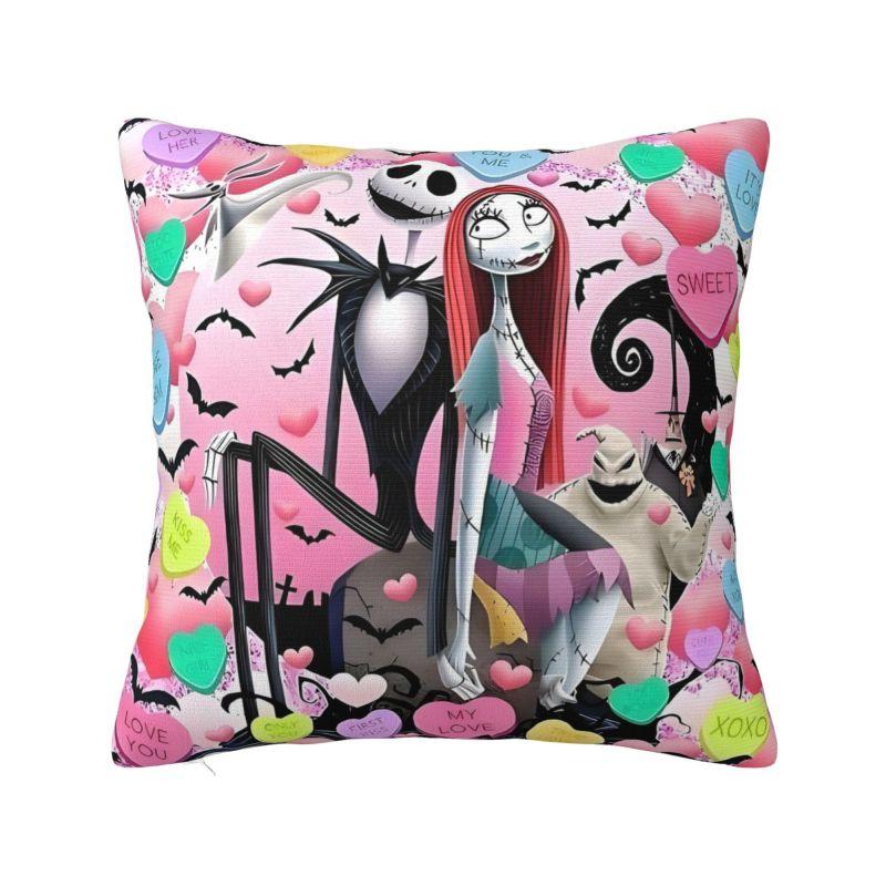 Custom Nightmare Before Christmas Pillow Case for Sofa Jack and Sally Luxury Cushion Cover Square Pillowcase
