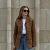 Women's Two-Color Suede Suit Jacket - Brown Mylar (Autumn/Winter 2024)