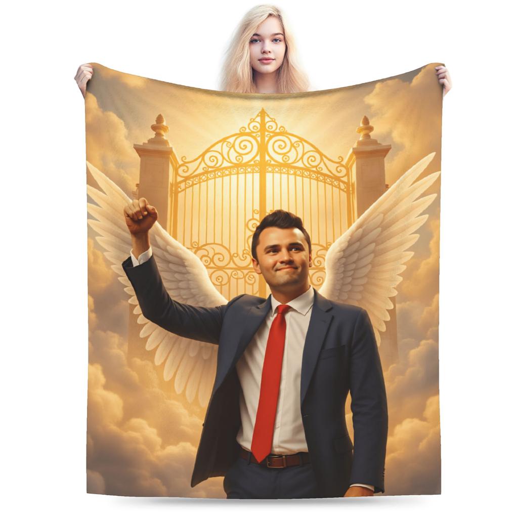 Charlie Kirk Angelic Advocate Blankets Soft Warm Plush Throw Blanket For Child Couch Chair Sofa Bed Flannel Bedspread Bed Cover