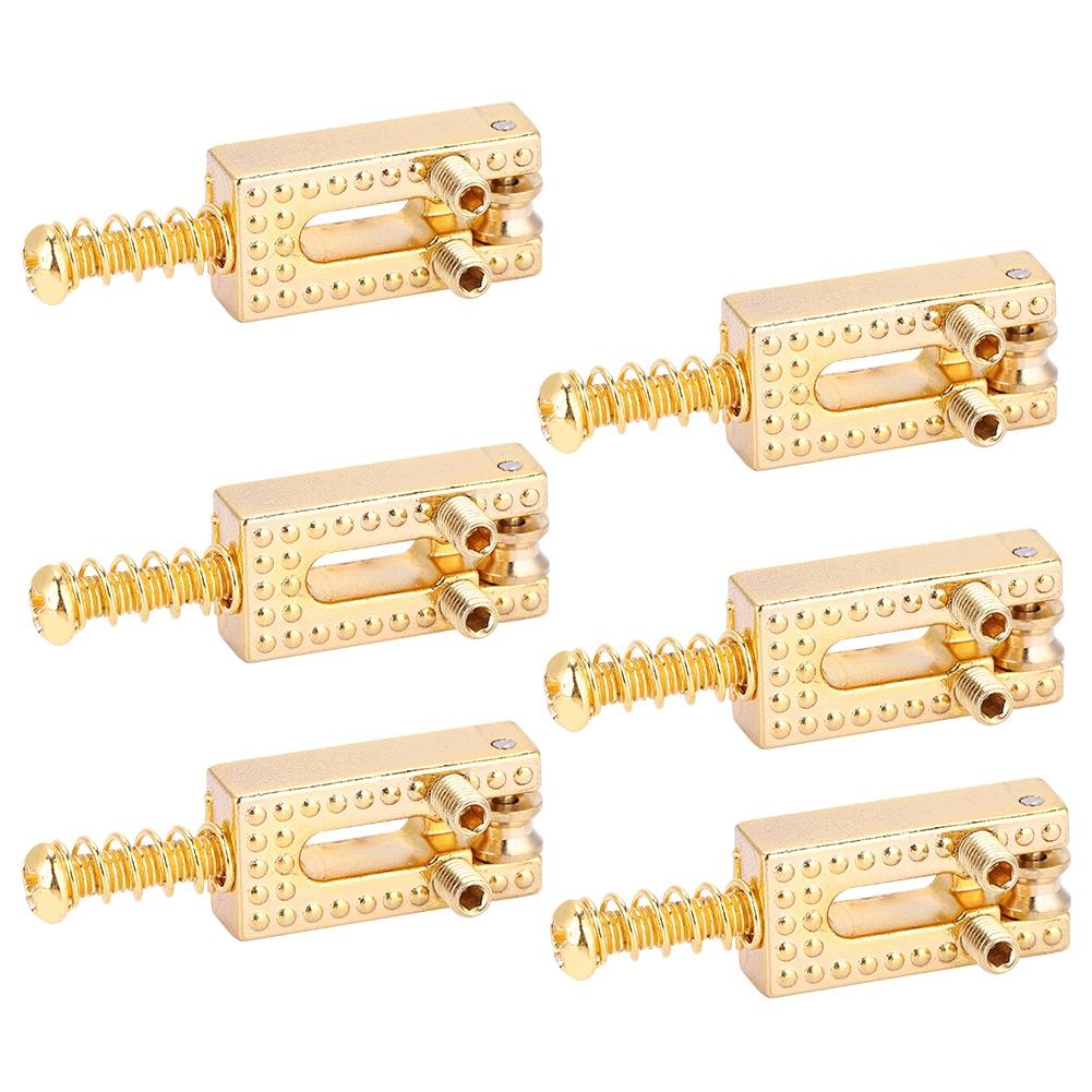 6PCS Guitar Saddles with Roller Bridge Guitar Repair Parts (Gold)
