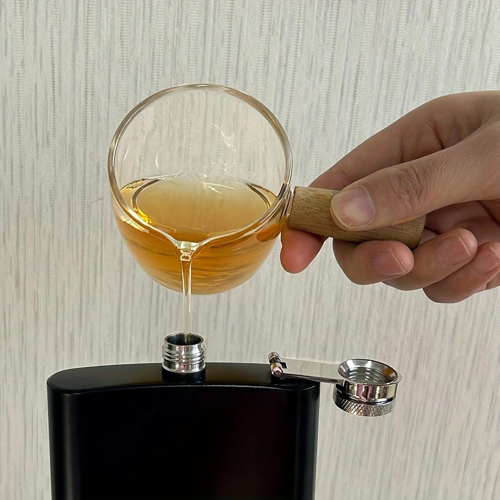 1pc - Two sizes of wooden handle measuring cups, small glass cups, suitable for coffee roasting, kitchen accessory tools,